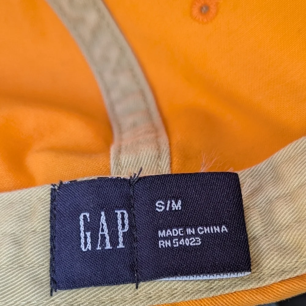 GAP Marigold Navy Blue Spellout Dad Hat Leather Band